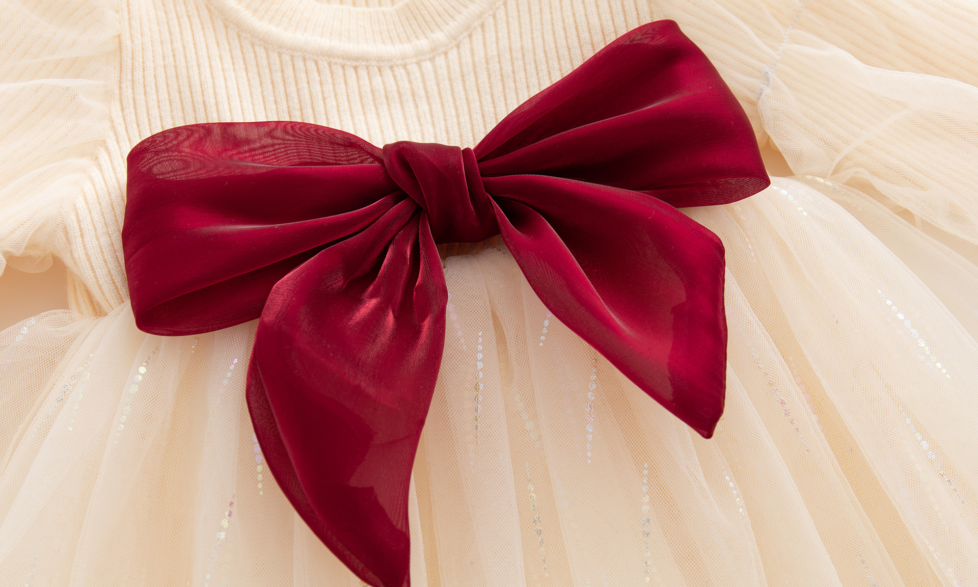 Big Red Bow Knitted Mesh Dress