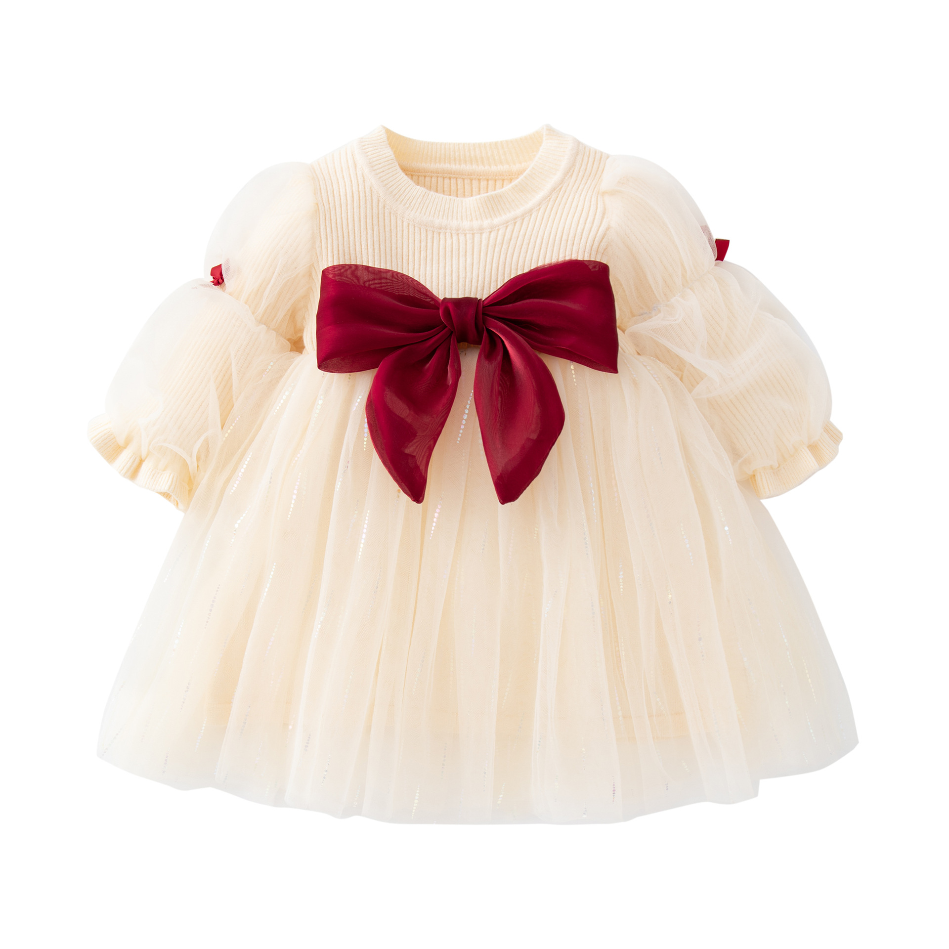 Big Red Bow Knitted Mesh Dress