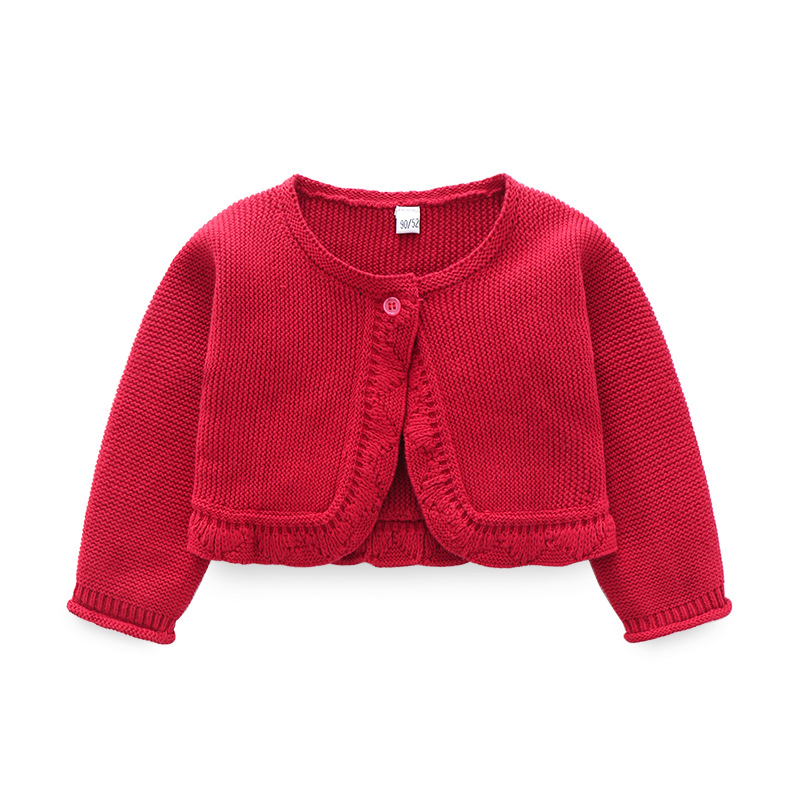 Blue Star Dress Skirt + Red Knitted Lace Cardigan Sweater