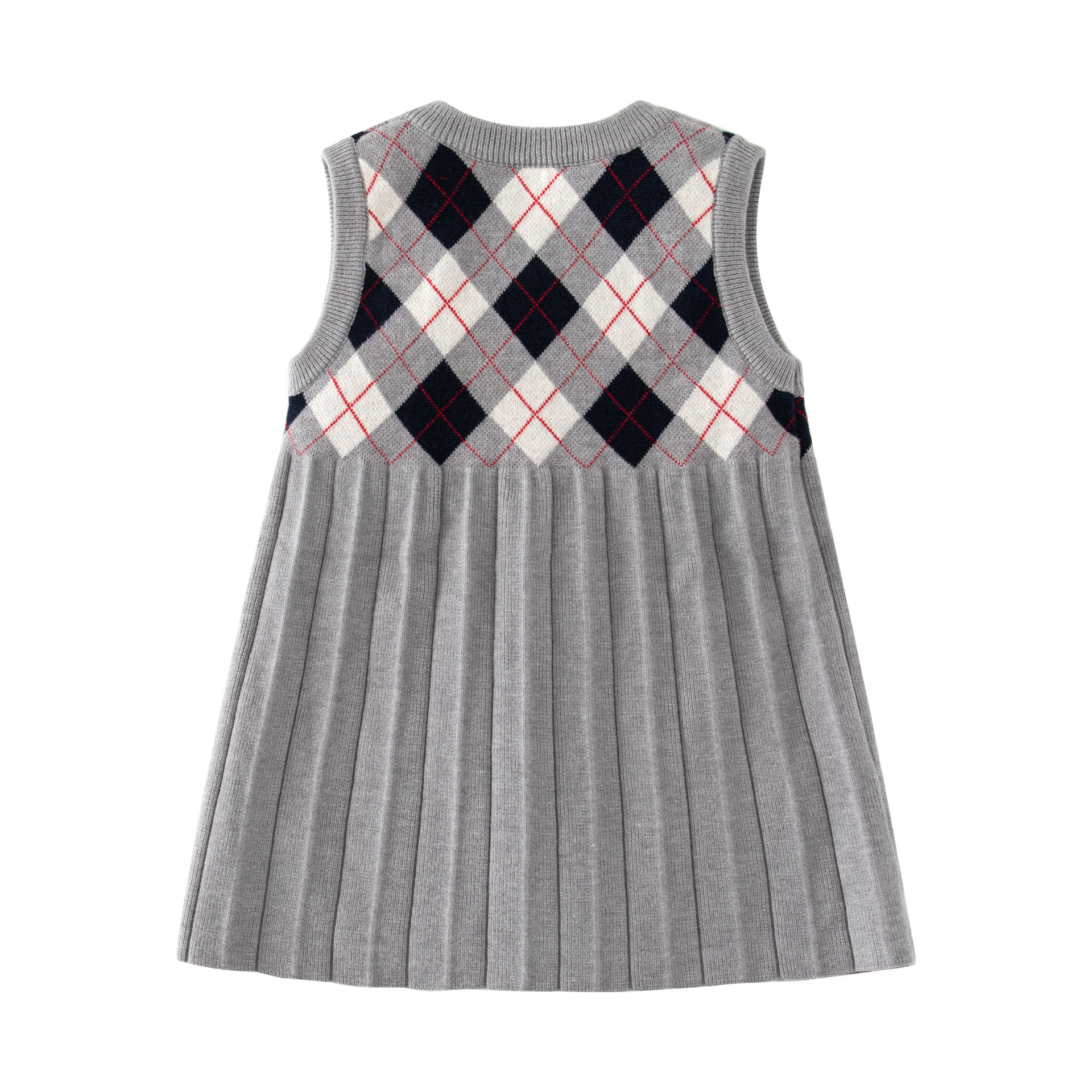 Cotton Shirt + College Style Knitted Sweater Undershirt Skirt