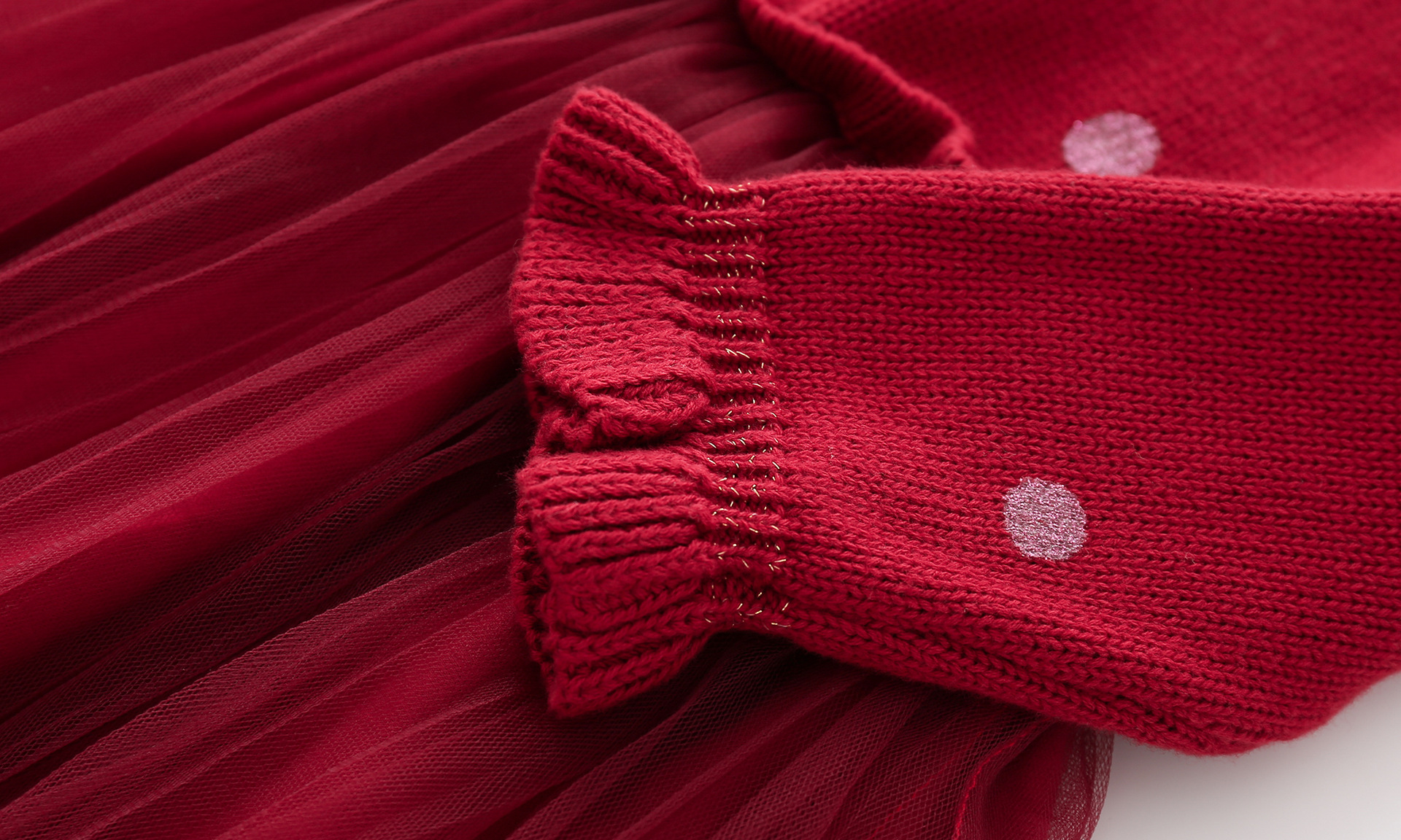 Deep Red Polka Dot Knit Dress