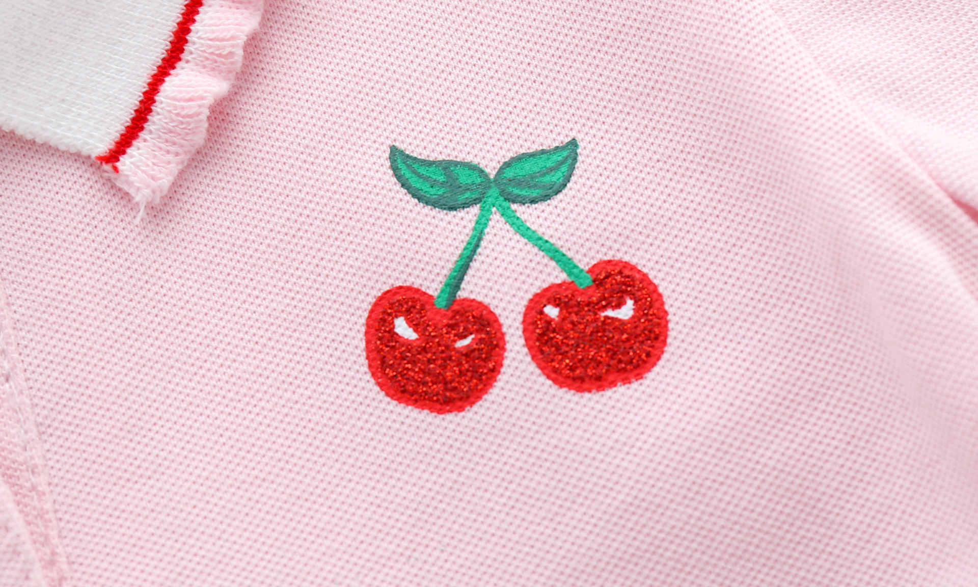 Girls' Short-Sleeved Beaded Cotton Dress