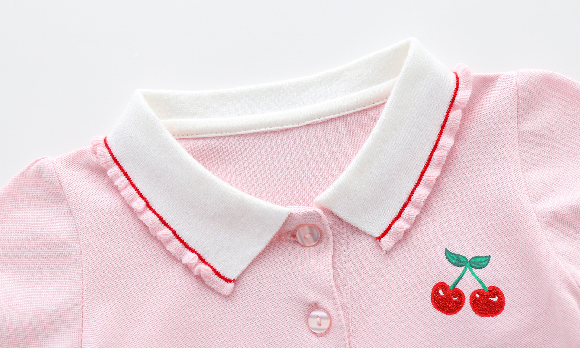 Girls' Short-Sleeved Beaded Cotton Dress