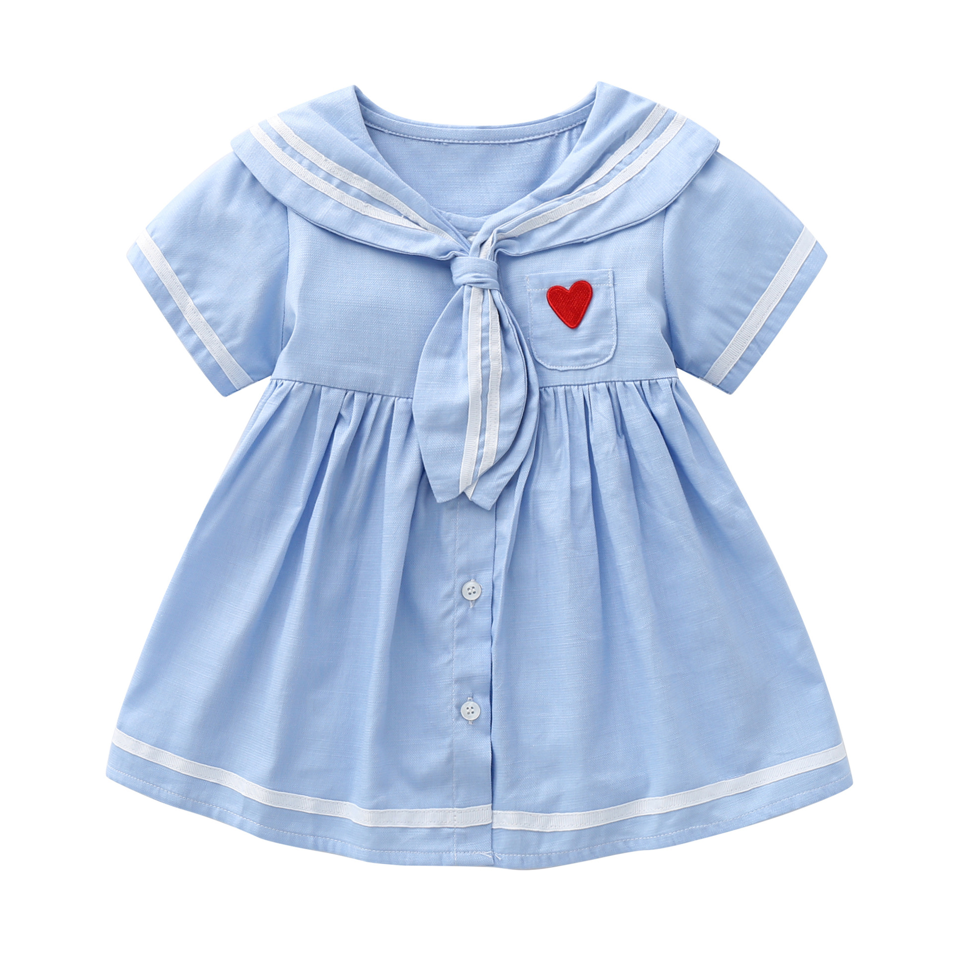 Red Love College Style Blue Dress