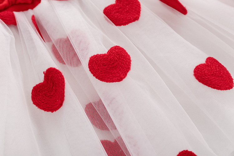 Red Heart Cotton Short-Sleeved Dress