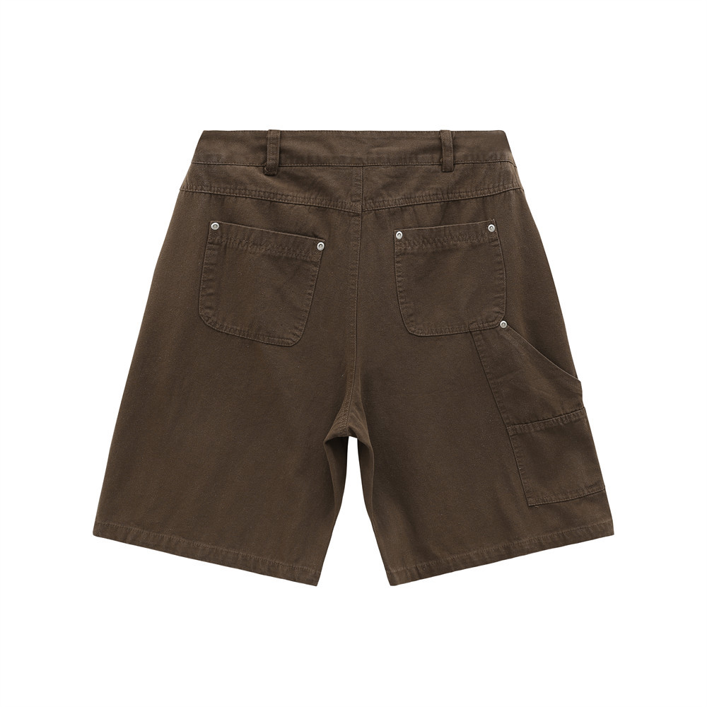 Casual Straight-Leg Sports Patchwork Pocket Work Shorts