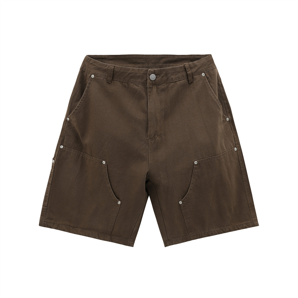 Casual Straight-Leg Sports Patchwork Pocket Work Shorts
