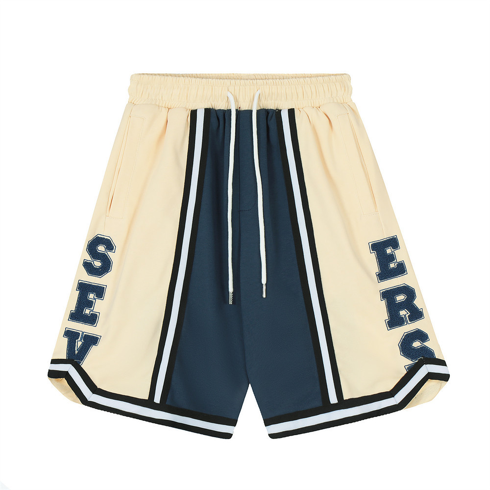 Collision Splicing Letter Embroidery Loose Shorts