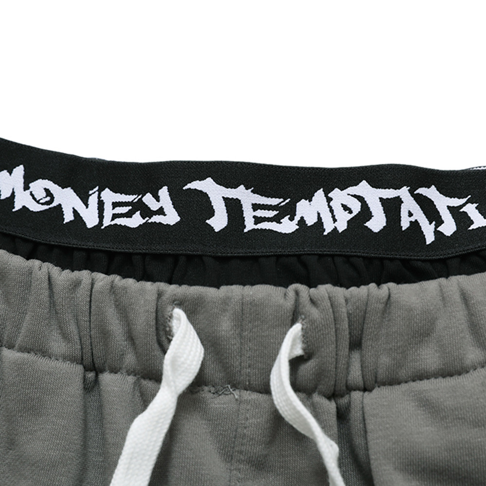 Color Blocking Elastic Waist Embroidered Sports Shorts