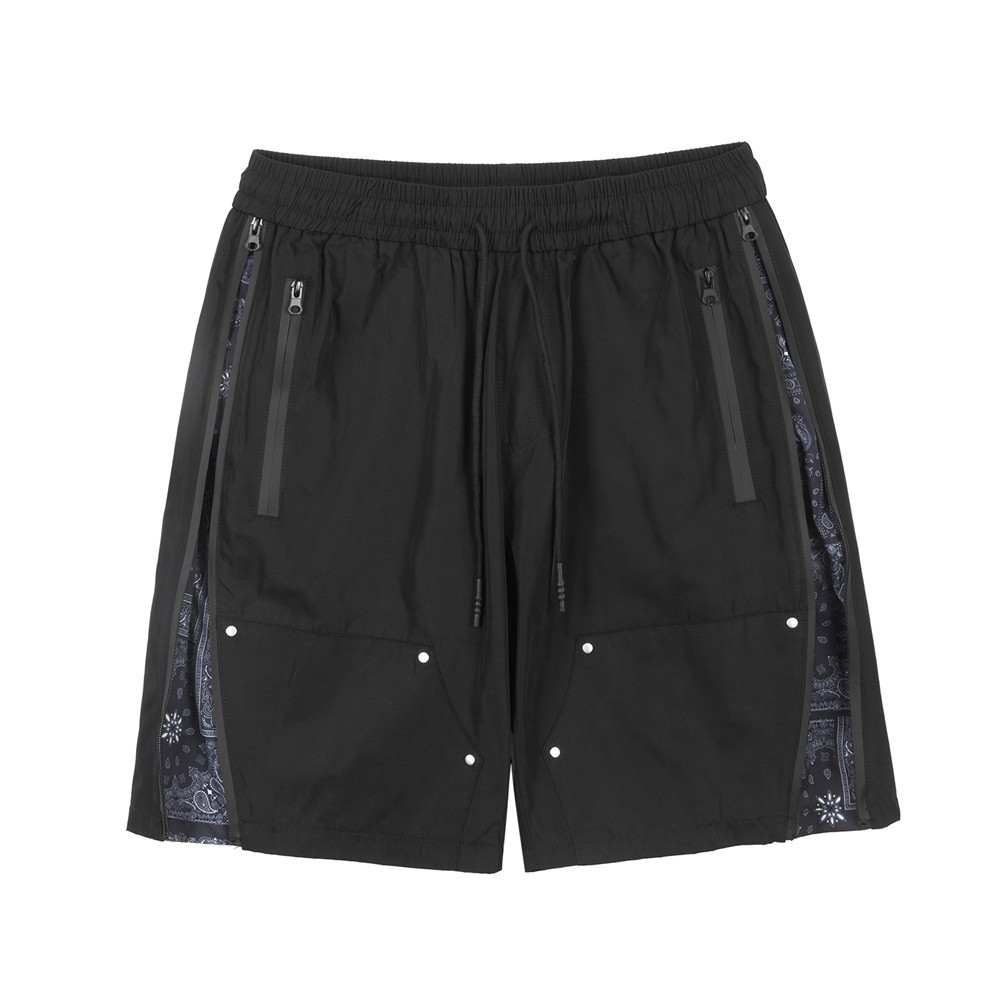 Functional Style Work Shorts With Zip Patchwork Pockets