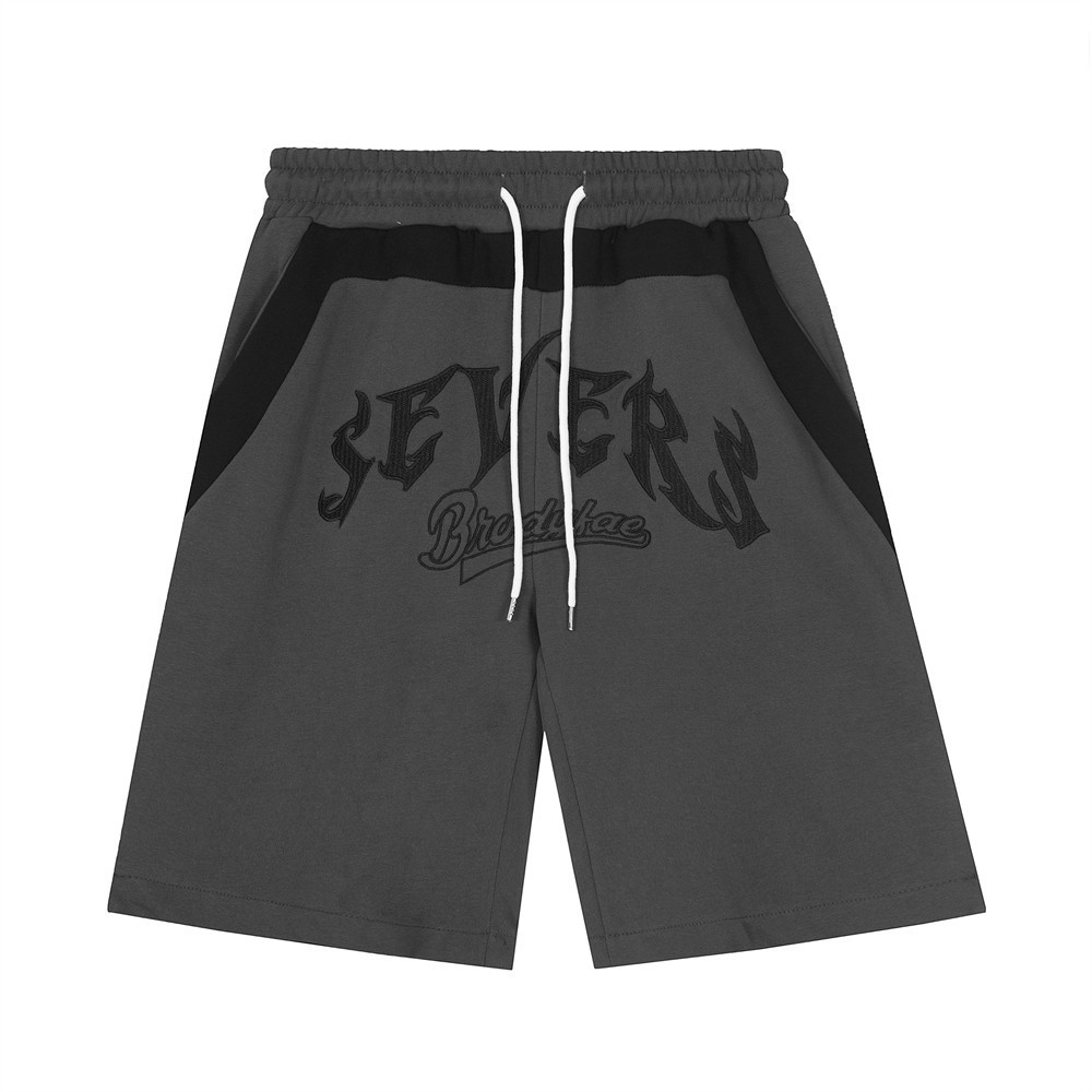 High Street Letter Embroidery Casual Straight Color Blocking Shorts