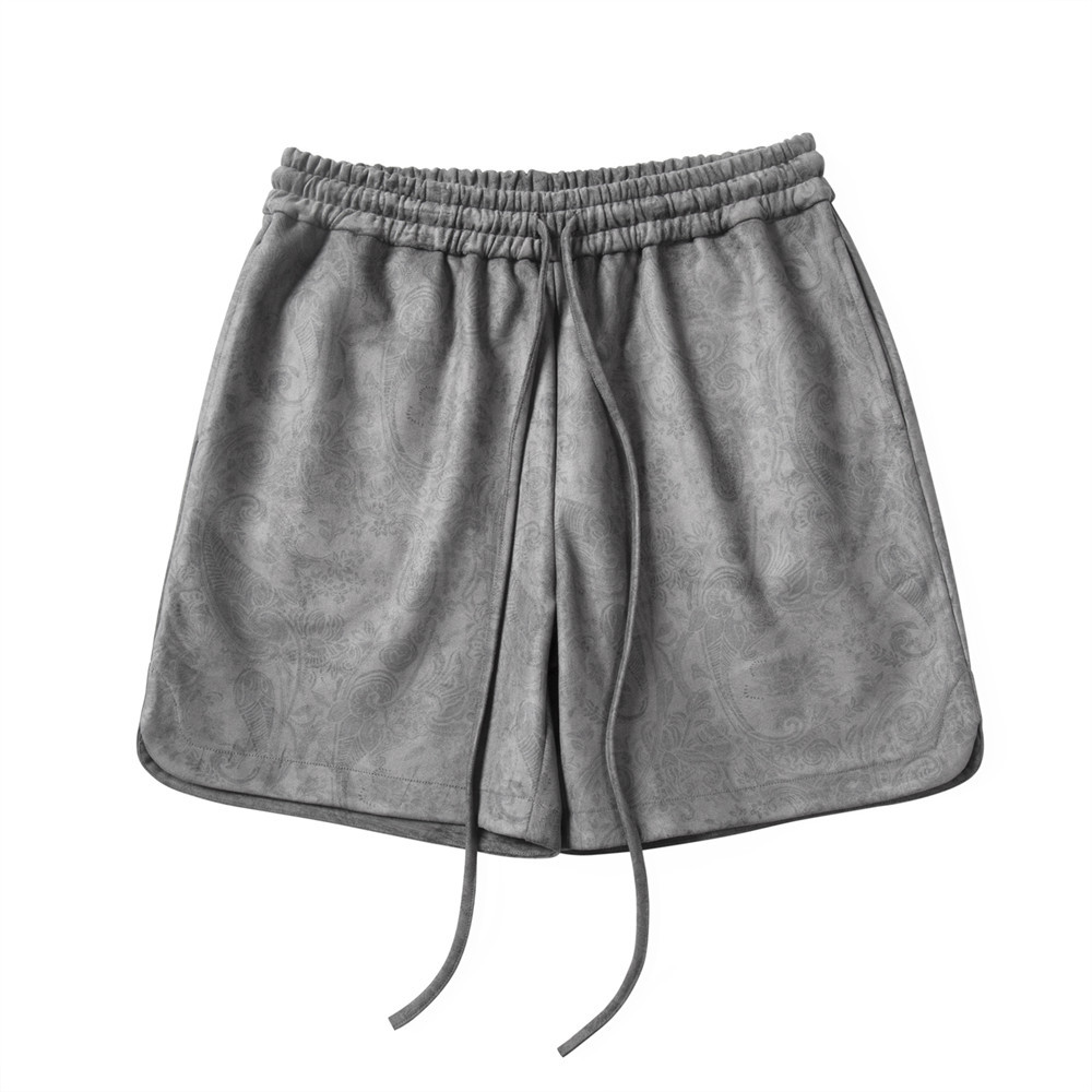 Leather Velvet Cashew Flower Printed Shorts