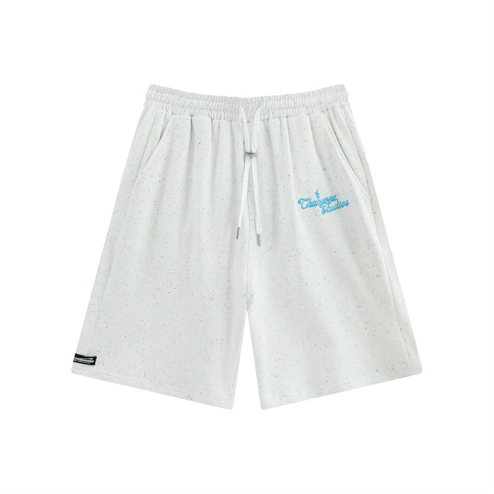 Letter Embroidered Drawstring Elasticated Waist Shorts