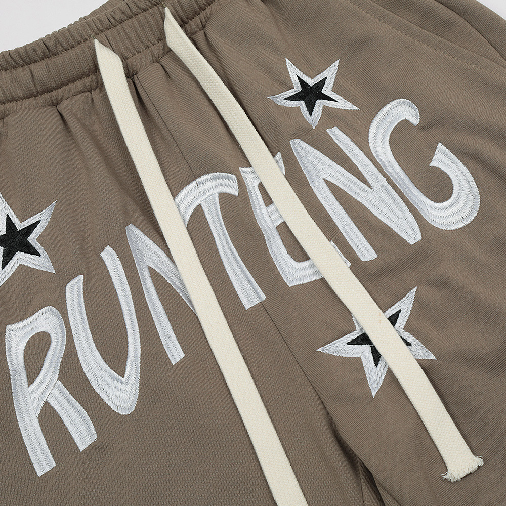 Letter Embroidery Stitching Sports Shorts