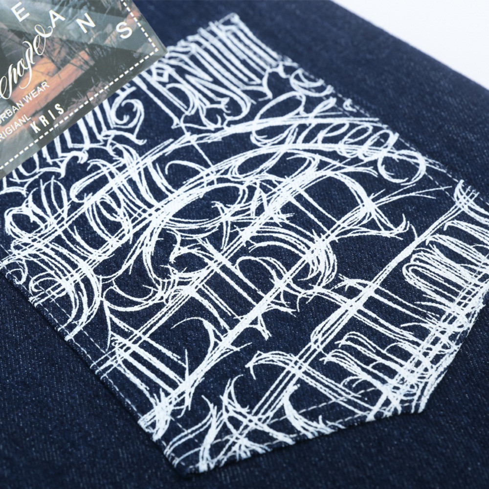 Letter Print Straight-Leg Denim Shorts