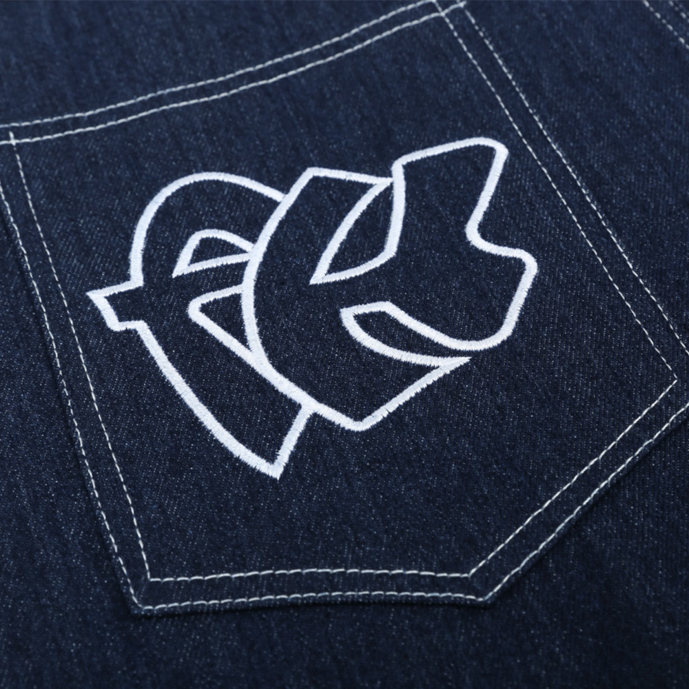 Letter Print Straight-Leg Denim Shorts
