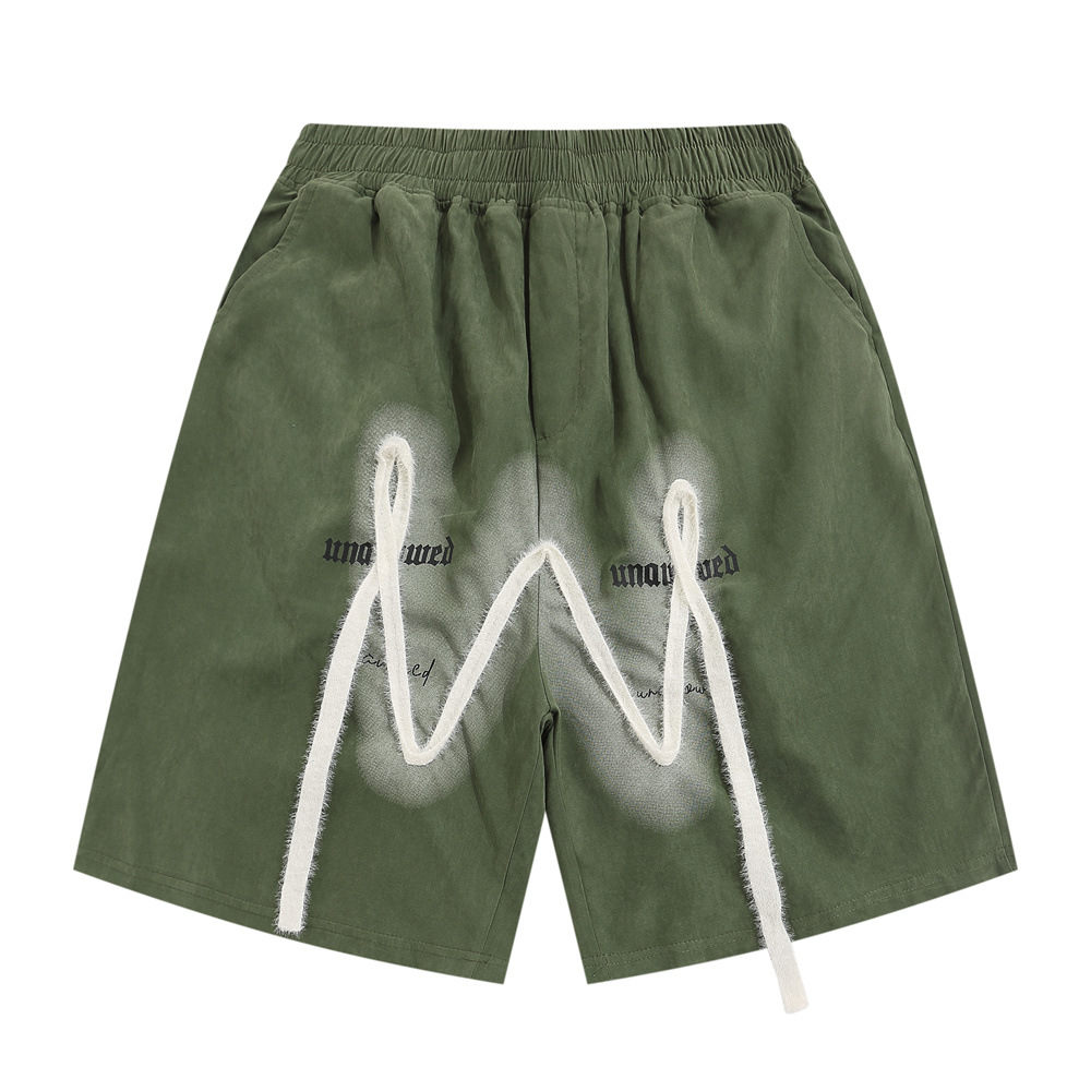 Letter Weave Wide Leg Sports Loose Shorts
