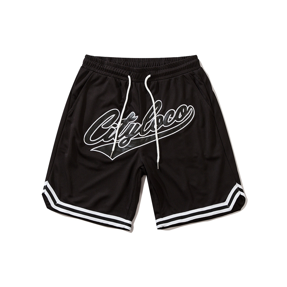 Letters Embroidery Stitching Casual Shorts
