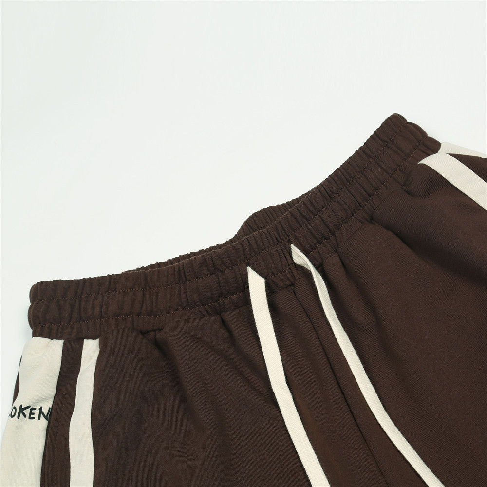 Loose Drawstring Side Splice Straight Casual Shorts