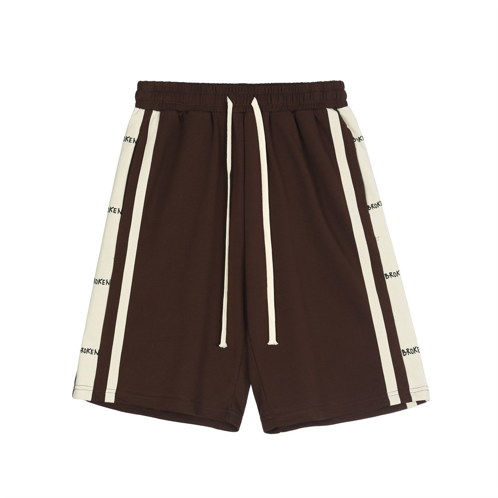 Loose Drawstring Side Splice Straight Casual Shorts