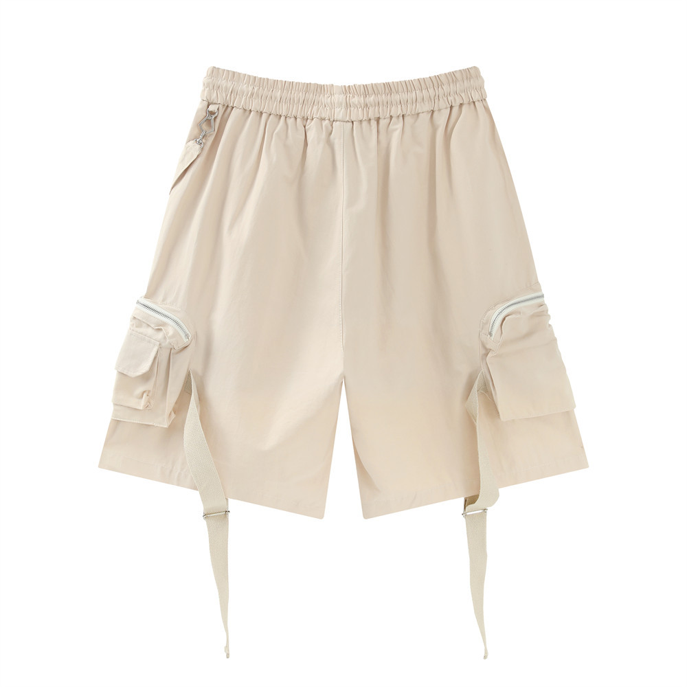 Multi-Pocket Flutter Belt Work Style Casual Shorts