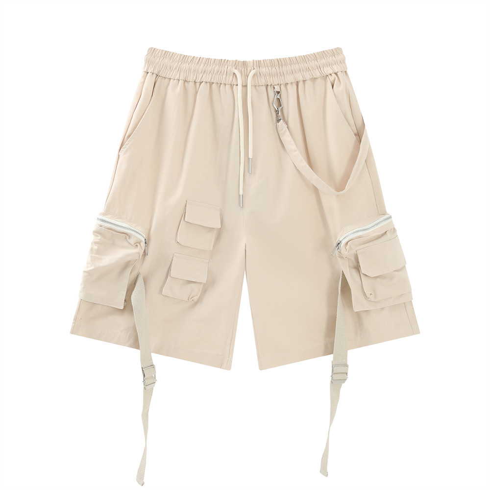 Multi-Pocket Flutter Belt Work Style Casual Shorts