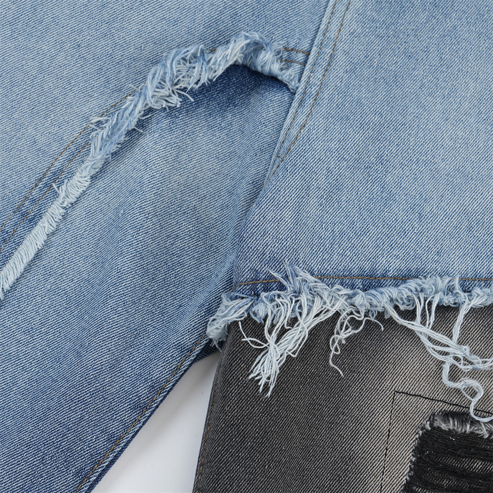 Patchwork Patches Ripped Denim Shorts