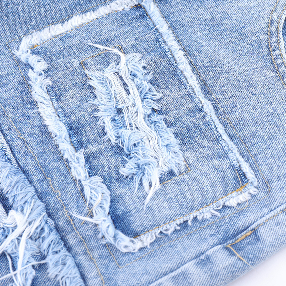 Ripped And Torn Cat Whisker Denim Shorts