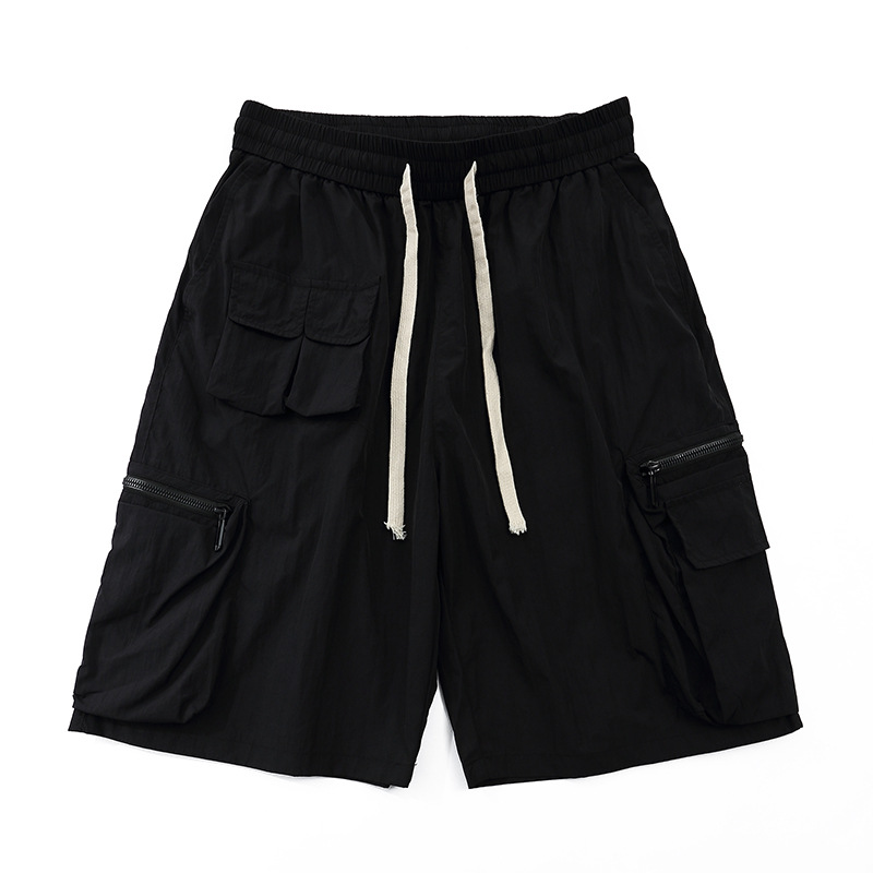 Solid Color Multi-Pocket Work Shorts For Men