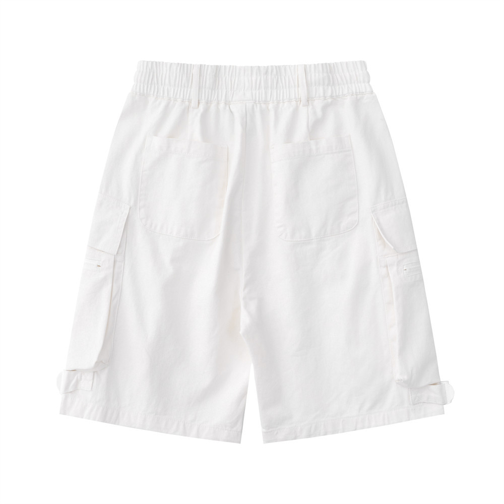 Solid Color Straight Multi-Pocket Work Sports Shorts