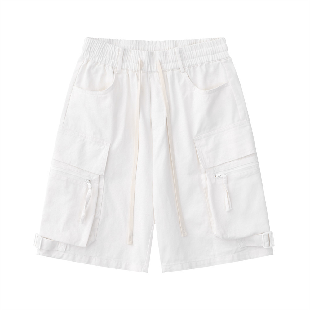 Solid Color Straight Multi-Pocket Work Sports Shorts