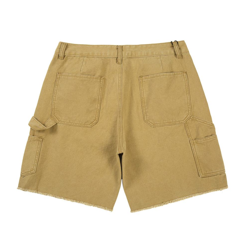 Splicing Casual Loose Wide Leg Hairline Cat Whiskers Denim Shorts