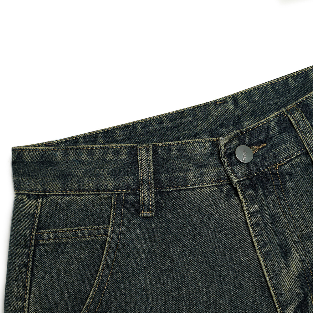 Washed And Distressed Relaxed Straight Leg Ripped Denim Shorts