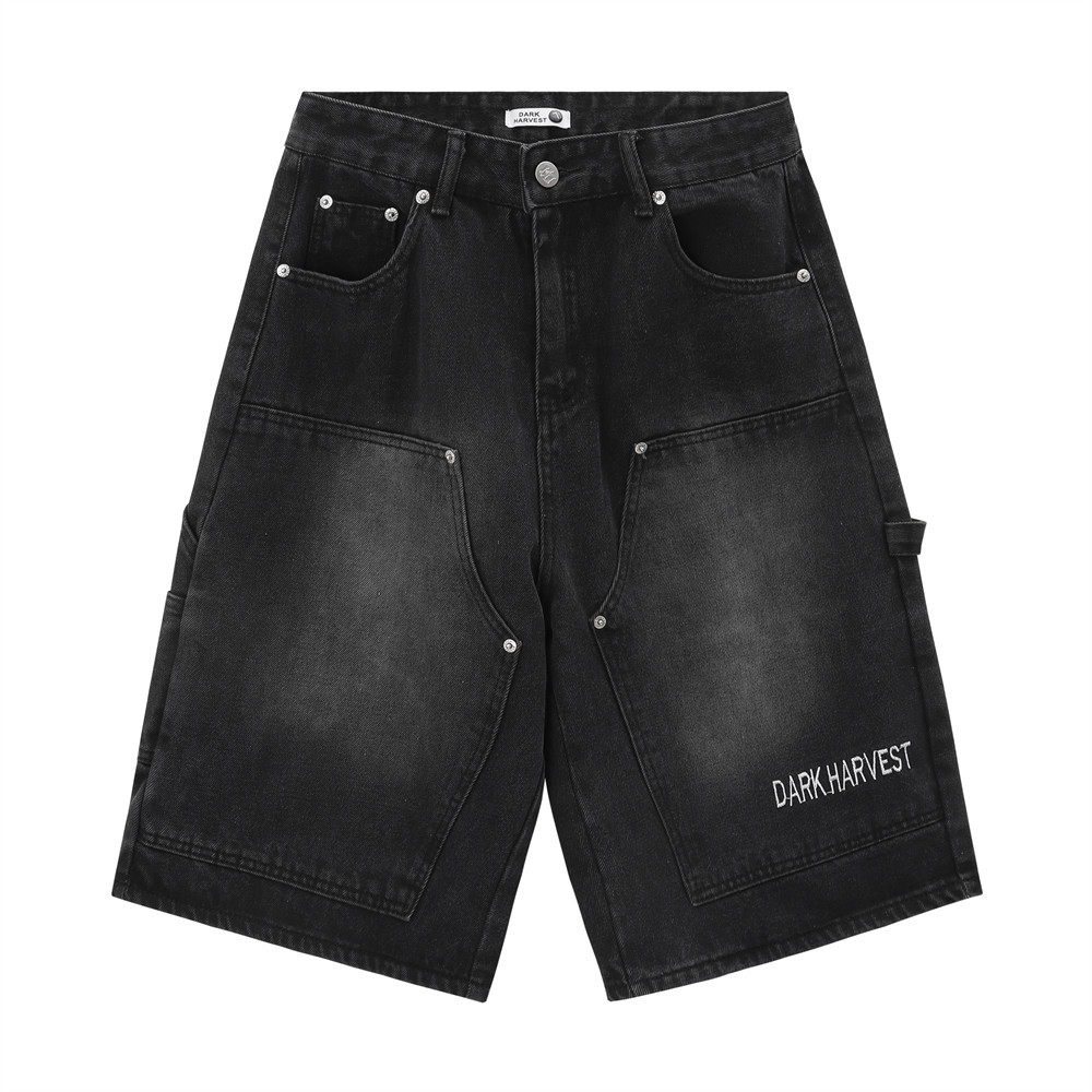Washed Straight-Leg Denim Shorts