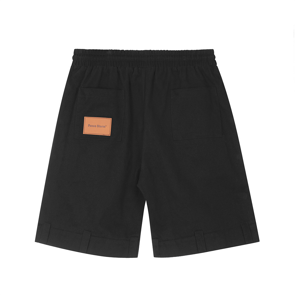 Work Sports Side Buttoned Casual Straight Leg Shorts