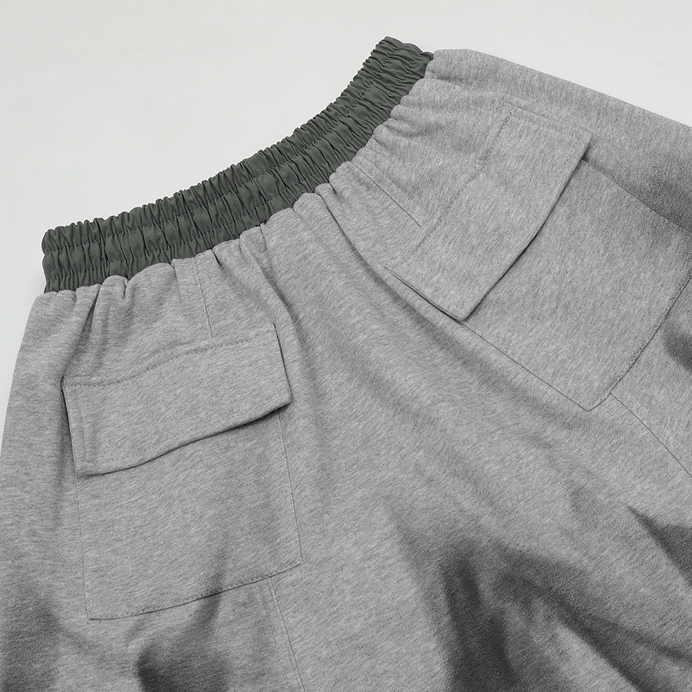 Zip Pocket Raw Edges Colour Blocked Lace-Up Spray-Painted Sports Shorts