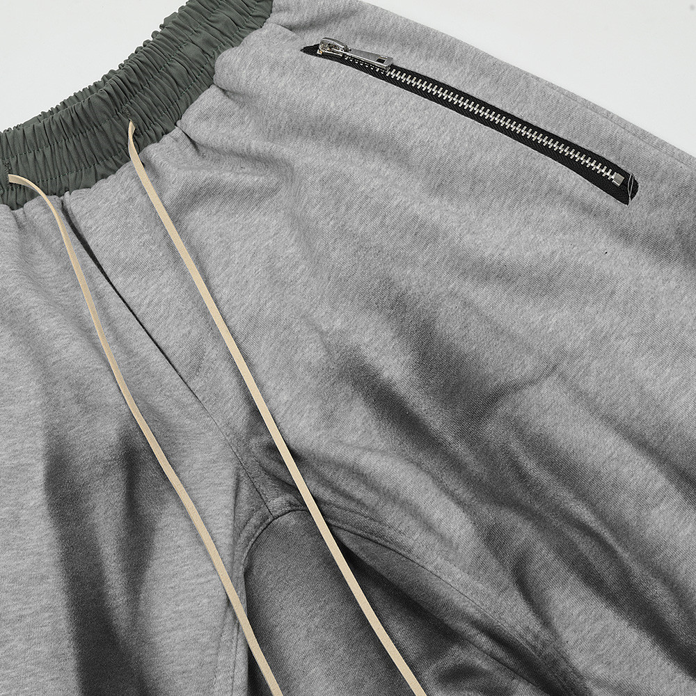Zip Pocket Raw Edges Colour Blocked Lace-Up Spray-Painted Sports Shorts