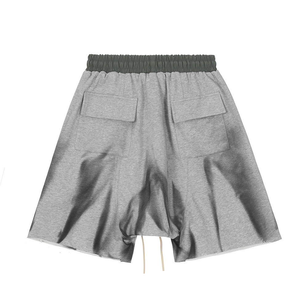 Zip Pocket Raw Edges Colour Blocked Lace-Up Spray-Painted Sports Shorts