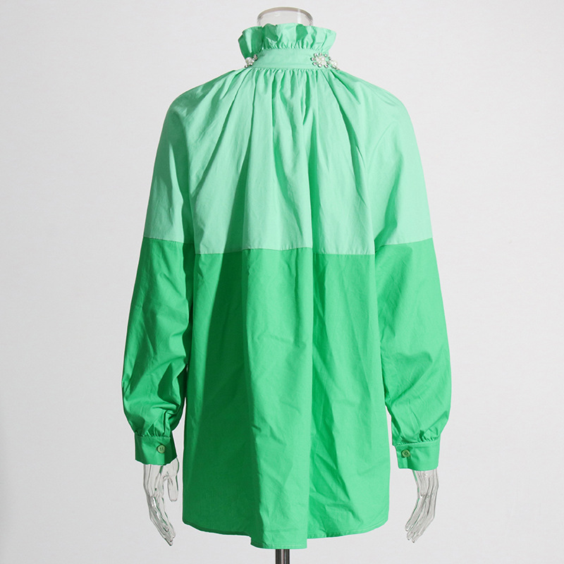 Casual Loose Fresh Sweet Color Blocking Shirt