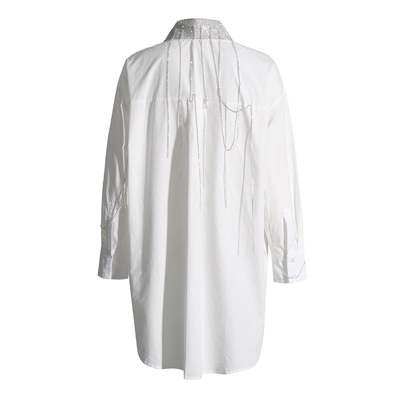Lapel Casual Drill Tassel Patchwork Loose Single-Breasted Shirt