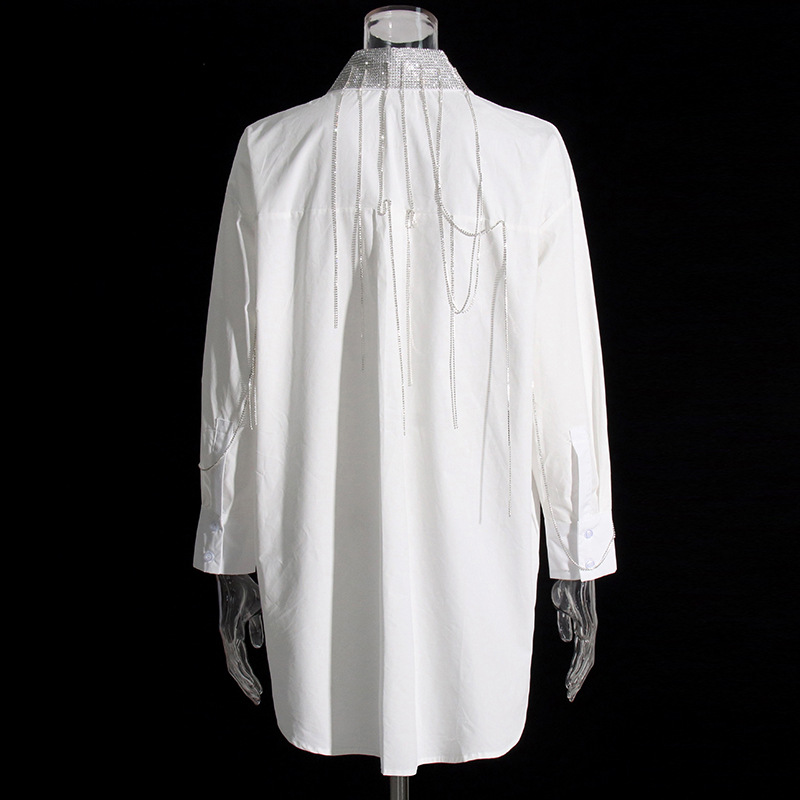Lapel Casual Drill Tassel Patchwork Loose Single-Breasted Shirt