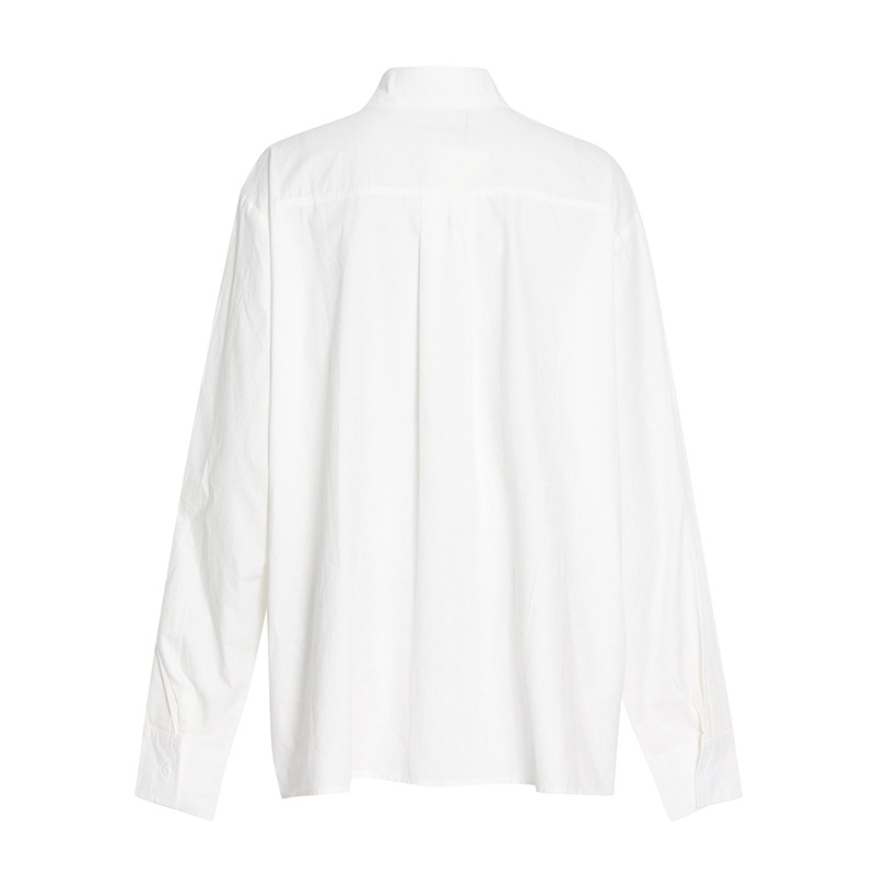 Lapel Collar Hollow Straps Loose Casual Shirt