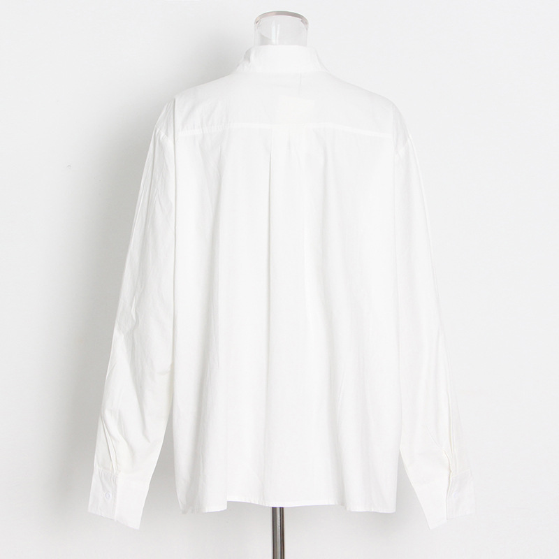 Lapel Collar Hollow Straps Loose Casual Shirt