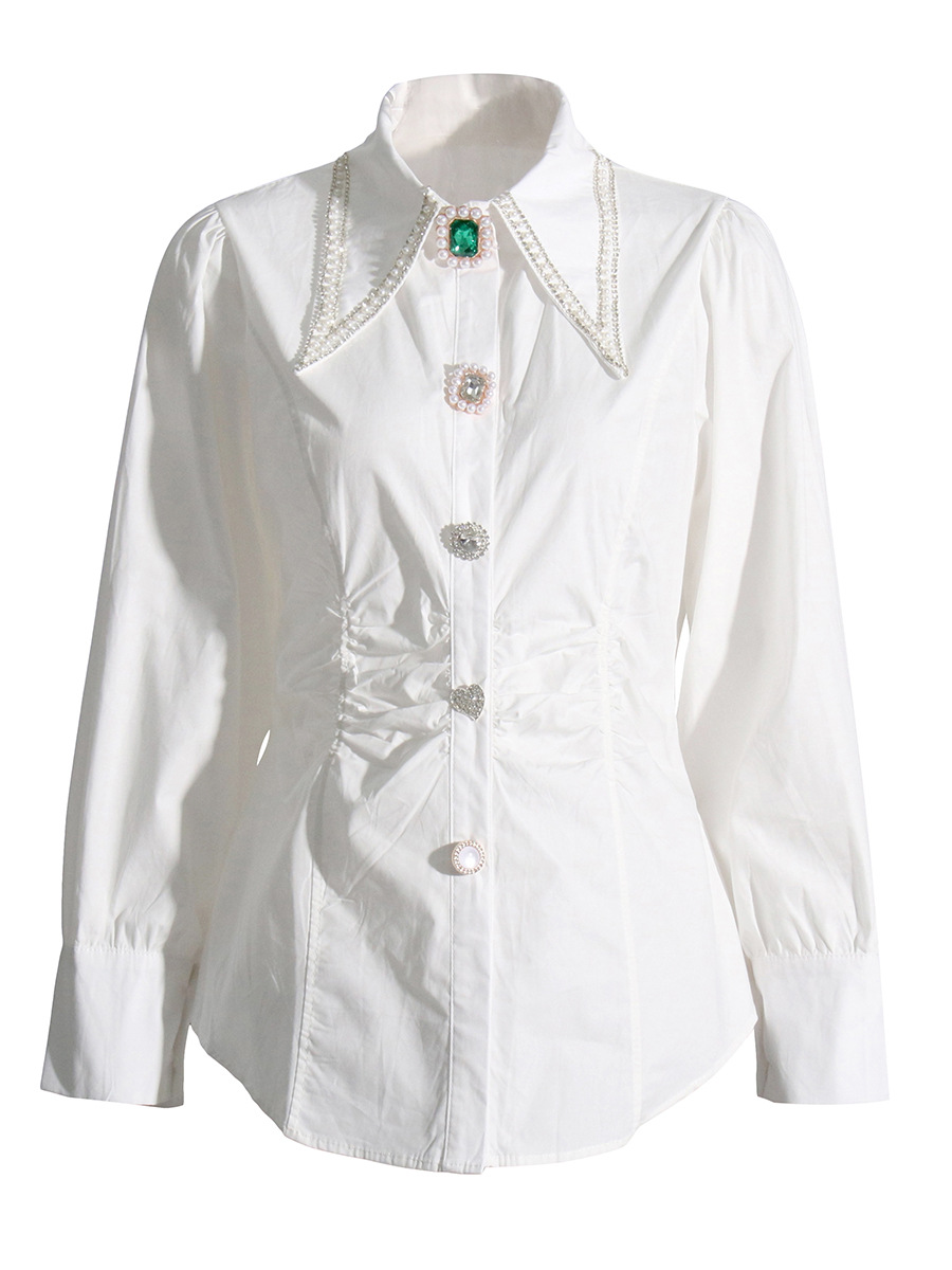 Niche Design Temperament Uwe Decorated Pleated Shirt