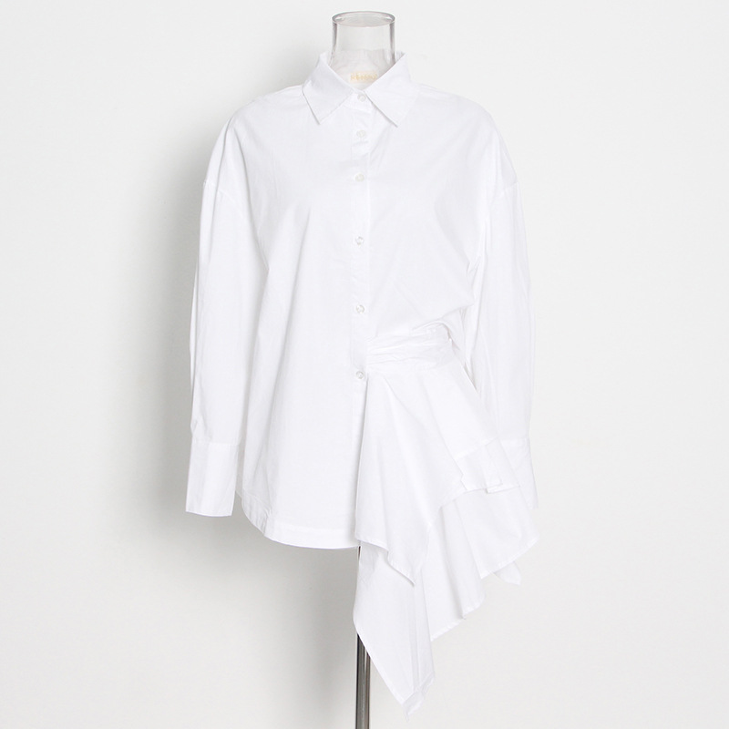 Personalized Chic Asymmetric Hem Ruffle Blouse