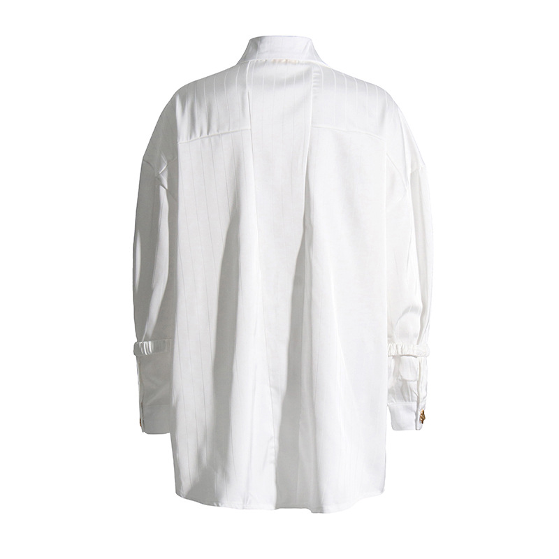 Solid Color Irregular Button Decorated Shirt