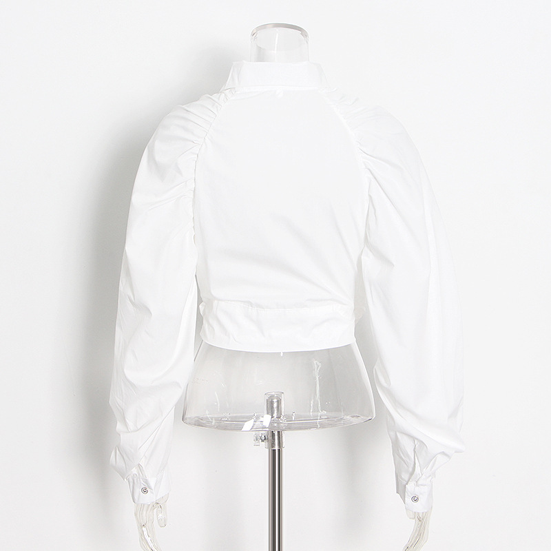 Spring And Summer New Pleated Twist Knot Lapel Shirt