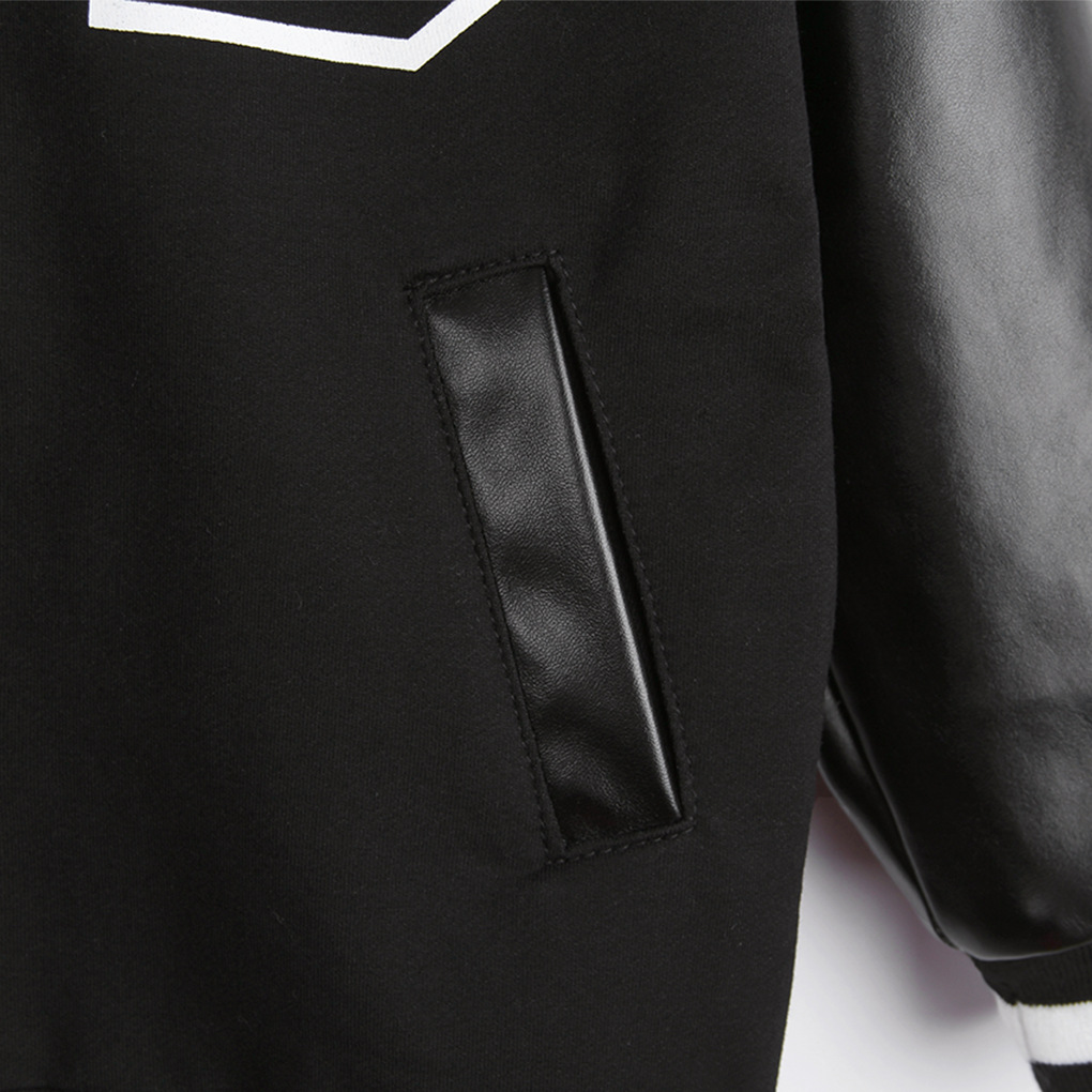 Black Splicing Boys' Leather Jacket