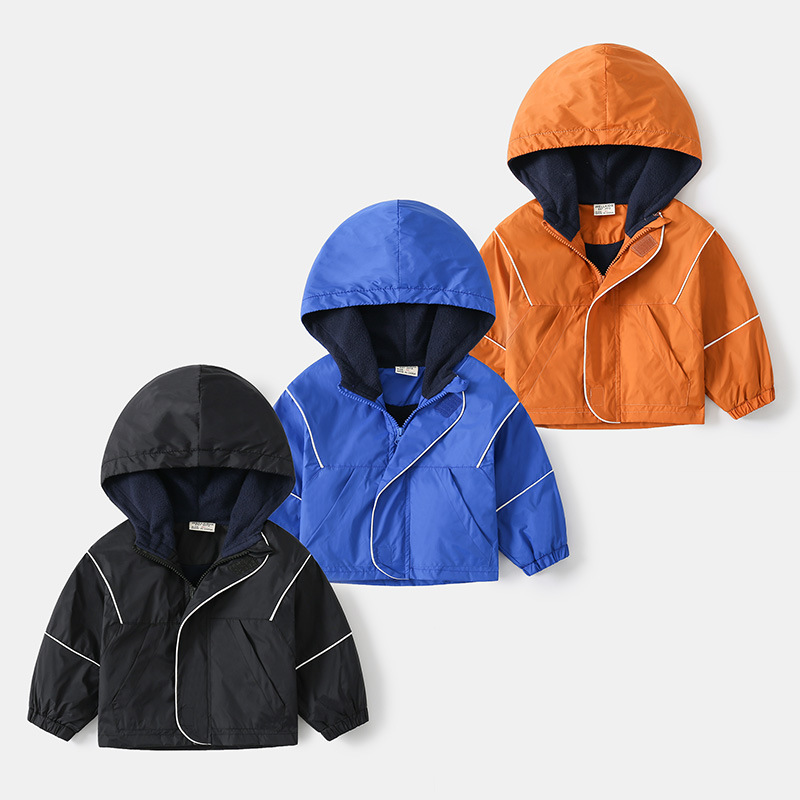 Boys' Round Neck Rushing Zipper Cotton Jacket