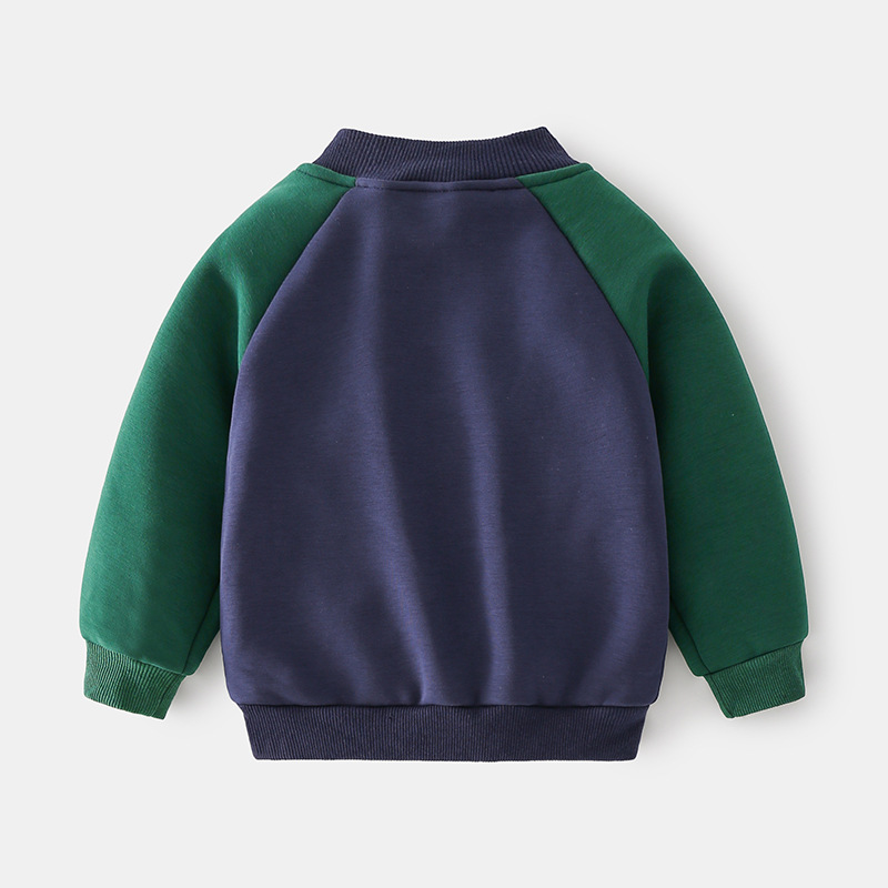 Cardigan Boys Patchwork Round Neck Zipper Jacket